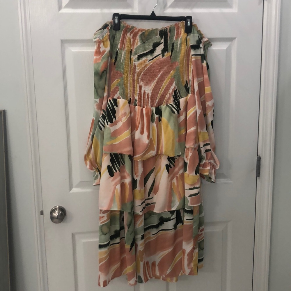 Shein Fits like US XL Pink Midi Off Shoulder